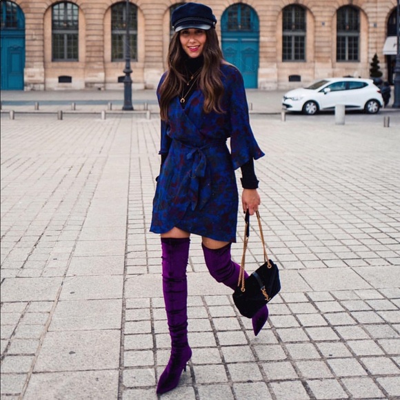 GORGEOUS NWT ZARA Over The Knee High Velvet Boots - Picture 7 of 8